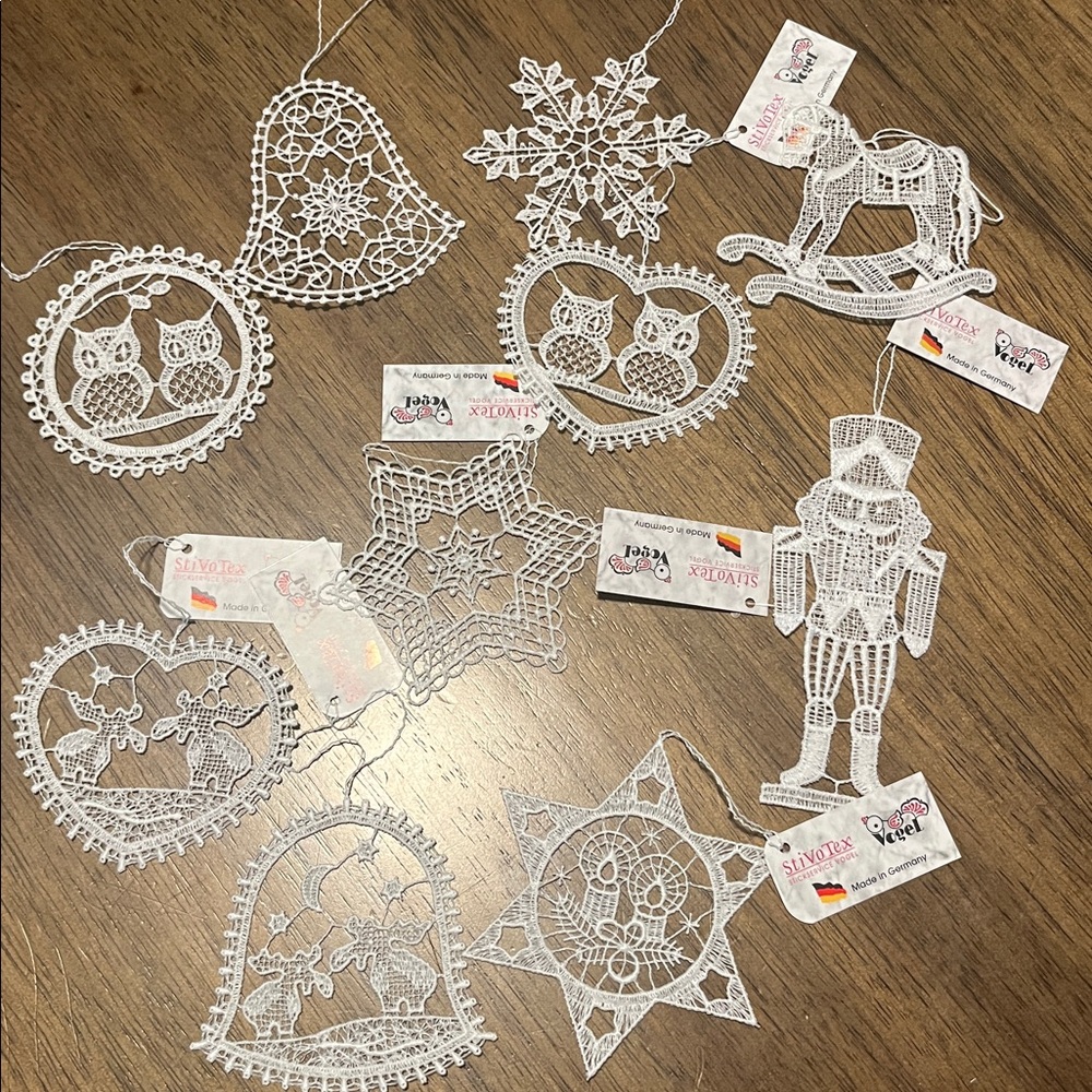 Ornaments imported from Germany Set of 10 NWT MULTIPLE SIZES from 5 inches- 3 in